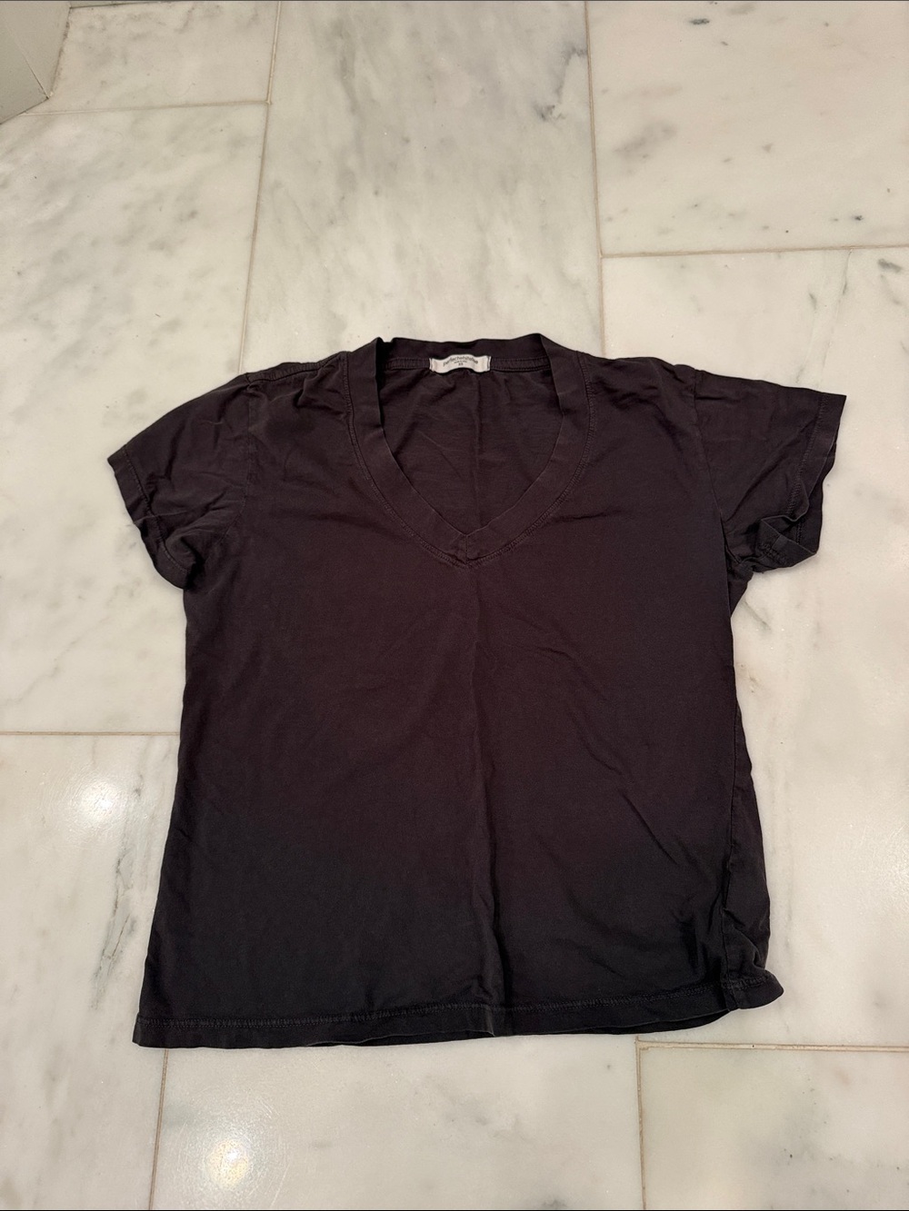 perfectwhitetee Black V-Neck Short Sleeve Tee